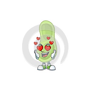 Charming staphylococcus pneumoniae cartoon character with a falling in love face
