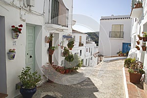 Charming street in Frigiliana, Malaga photo