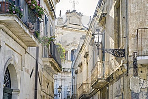 Charming street of historic Lecce, Puglia, Itly photo