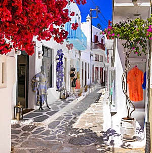 Charming streets of greek islands. Mykonos