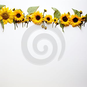 Charming Sunflower Edges Creative White Space