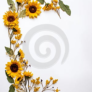 Charming Sunflower Edges Creative White Space
