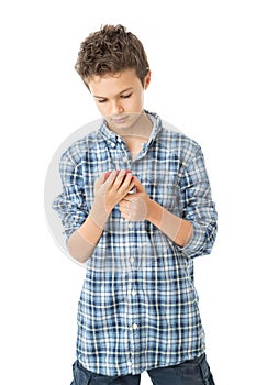 Charming Teenage Boy with his mobile phone