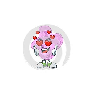 Charming tetracoccus cartoon character with a falling in love face