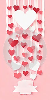 A Charming Valentine\'s Day Card with Paper Cut Hearts and Streamers.