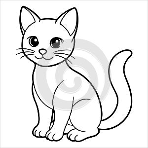 Cute Cartoon Cat Outline for Coloring Pages photo