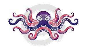 Stylized Purple Octopus, Playful Marine Creature, vector design Generative AI