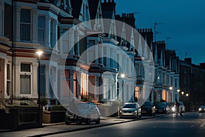 Charming Victorian Homes at Blue Hour photo