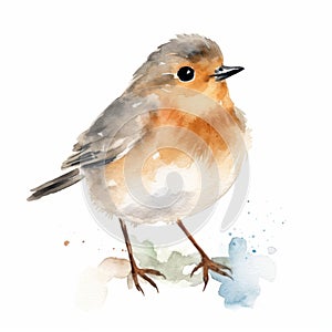 Charming Robin Illustration In Watercolor Style