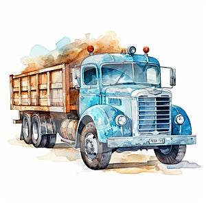 Charming Watercolor Truck Clipart With Realistic Forms