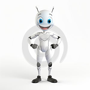 Charming White Robot Cartoon With Insect-like Features photo