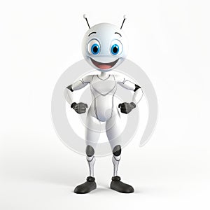 Charming White Robot Cartoon With Insect-like Features