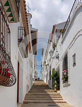 Stairs in the old town of Altea in Costa Blanca Spain photo