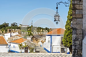Charming whitewashed architecture of historical Vila Vicosa, Portugal