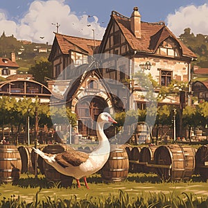 Charming Winery Tour with a Befuddled Goose - Marketed for Stock Images