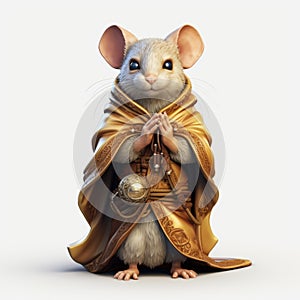 Charming Wizard Mouse Statue In Hyperrealistic Fantasy Style