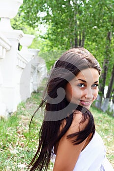 Young woman at spring park