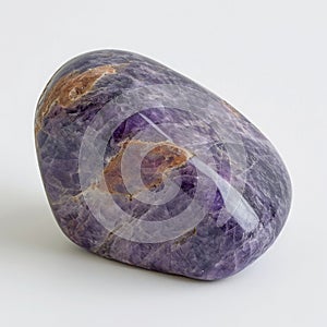 Charoite presenting its intricate purple patterns and swirls, elegantly placed on a white canvas