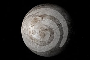 Charon, natural satellite of dwarf planet Pluto. 3d render