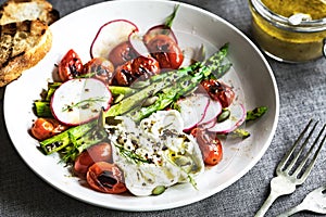 Charred Asparagus, Cherry tomato with Burrata Salad