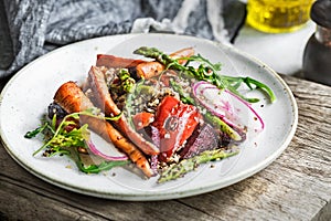 Charred Asparagus Pepper Baby Carrot with Quinoa Salad