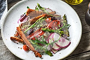 Charred Asparagus Pepper Baby Carrot with Quinoa Salad