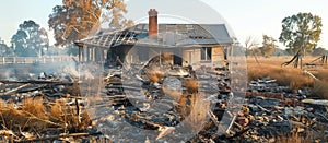 Charred House Amid Field