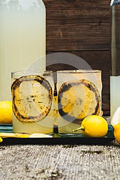 Charred lemon slices drink garnish and for making burnt lemonade