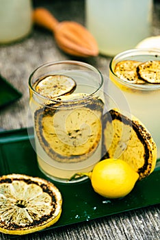 Charred lemon slices drink garnish and for making burnt lemonade