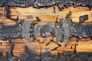 charred wood surface after fire