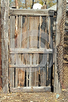 Charred wooden door
