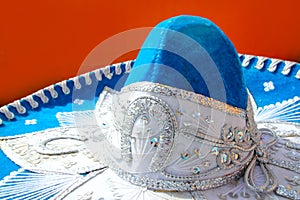 Charro mariachi blue mexican hat photo