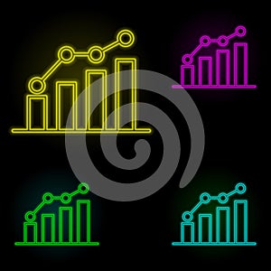 chart, analytics, growth icon neon color set icon. Simple thin line, outline vector of business icons for ui and ux, website or
