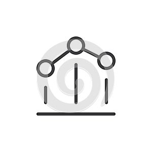 Chart bar line icon Thin outline art symbol