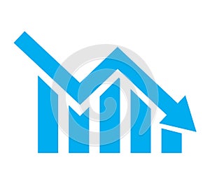 Chart with bars declining on white background. Chart icon. chart icon for your web site design, logo, app, UI. flat style