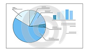 Chart board with statistic diagrams. Data presentaion slide