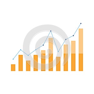 Chart, column graph, infographic element. Finance and economy with yellow vector