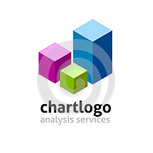Chart construction logo abstract cube 3d style vector or isometric data graphs diagram blocks, concept of building technology