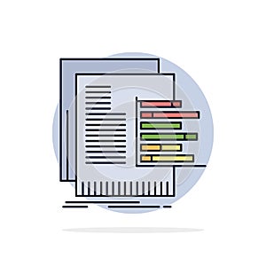 chart, data, graph, reports, valuation Flat Color Icon Vector