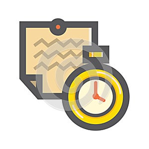 Chart document and timer. Vector illustration decorative design