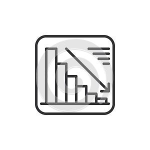 Chart goes down line icon, outline vector sign, linear style pictogram isolated on white. Negative dynamic symbol, logo illustrati