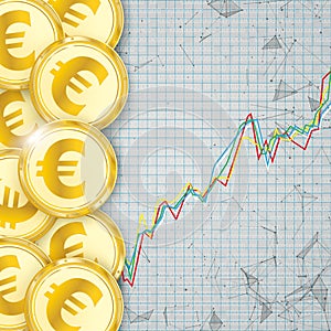 Chart Golden Euro Coin Digital Connected Dots Cover