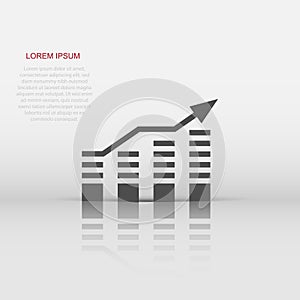 Chart graph icon in flat style. Arrow grow vector illustration on white isolated background. Analysis business concept