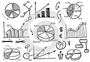 Chart graph info. Hand drawn infographic