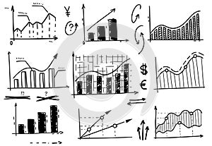 Chart graph info. Set of Sketch infographic