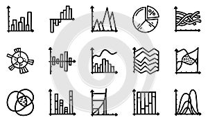 Chart and graph line vector doodle simple icon set