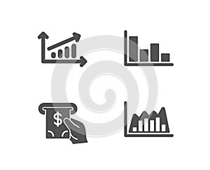 Chart, Histogram and Atm service icons. Infographic graph sign.