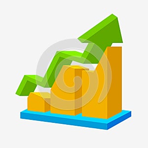 Chart icon. Arrow up statistic sign on white. Vector illustration