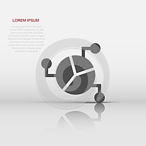 Chart icon in flat style. Diagram vector illustration on white isolated background. Statistics business concept