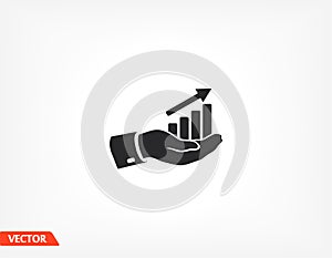 chart icon with hand,. icon. Vector Eps 10. Lorem Ipsum Flat Design